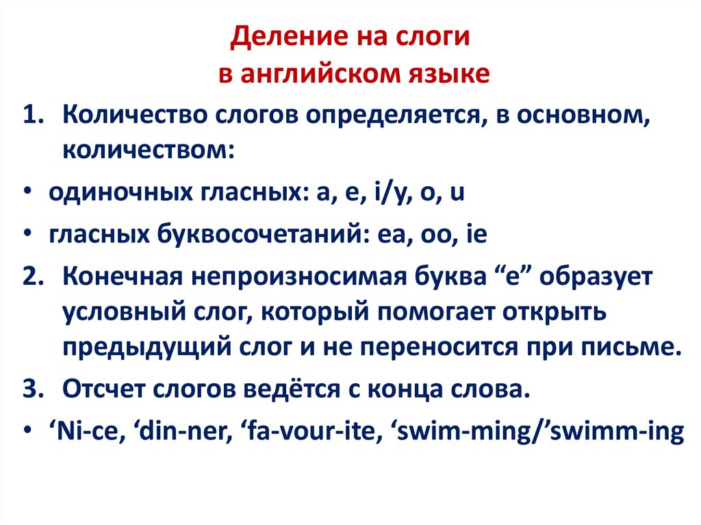 Деление на слоги в английском языке