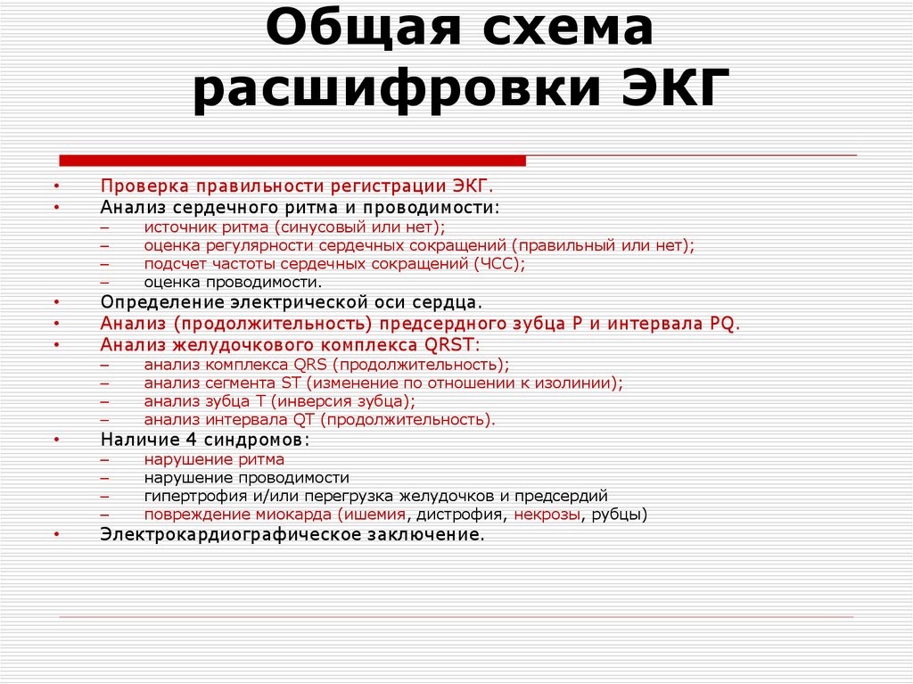 Общая схема расшифровки ЭКГ