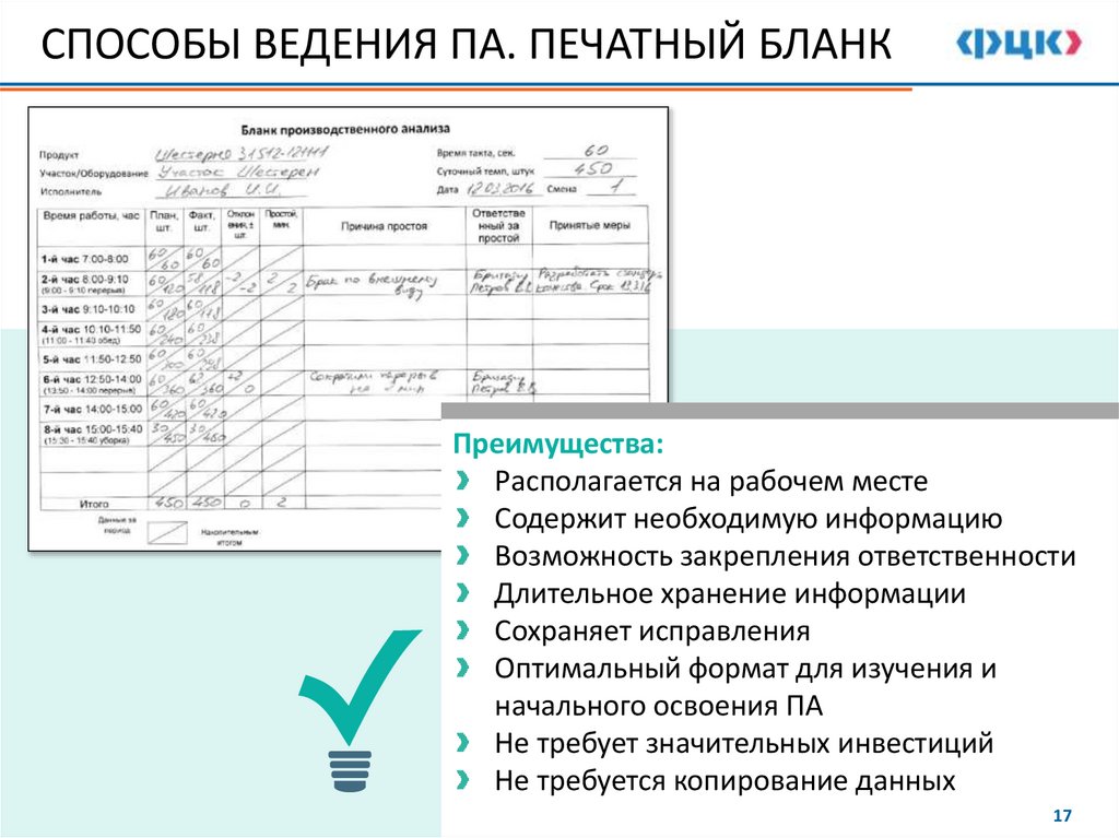 СПОСОБЫ ВЕДЕНИЯ ПА. ПЕЧАТНЫЙ БЛАНК