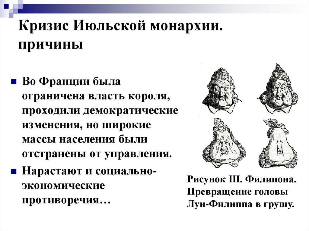 Кризис Июльской монархии. причины