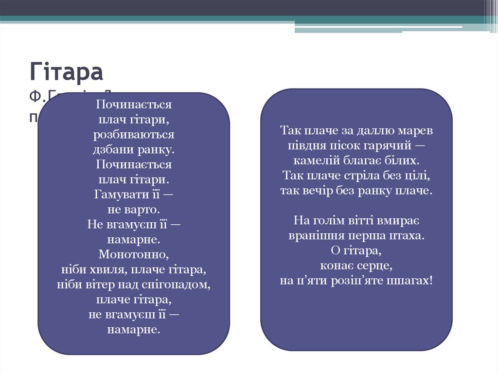Гітара Ф.Гарсіа Лорка переклад В.Стуса