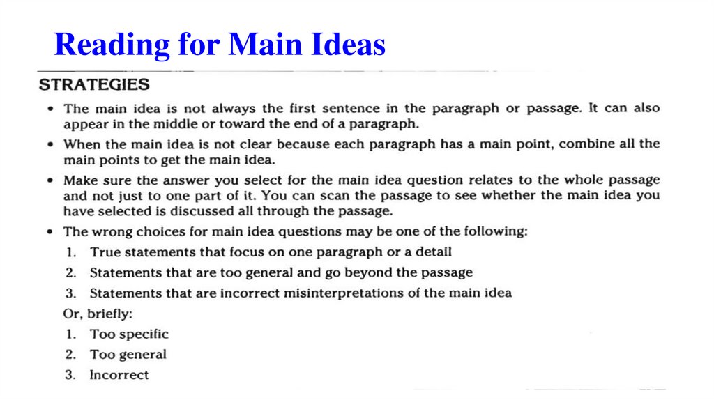 Reading for Main Ideas