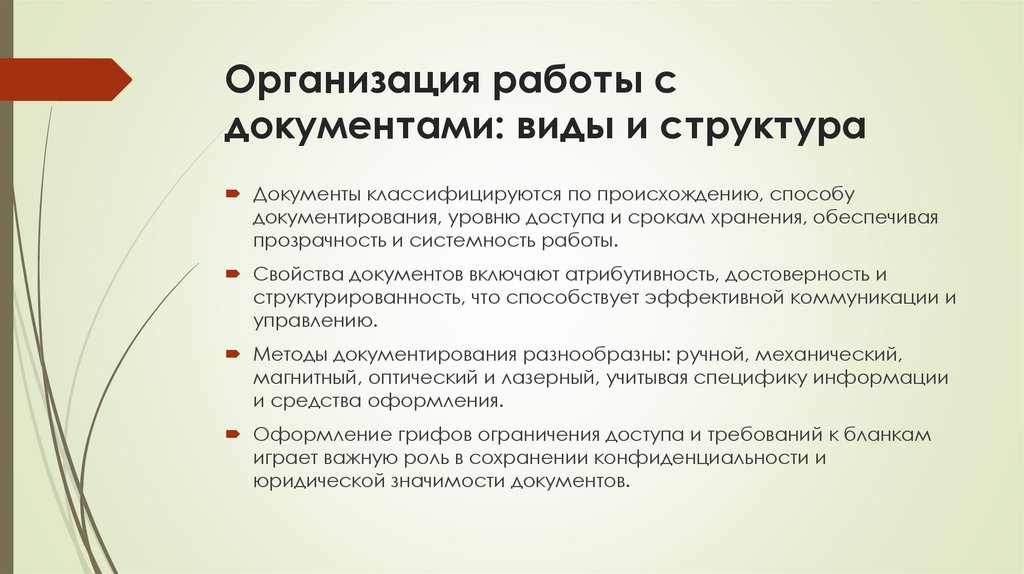 Организация работы с документами: виды и структура