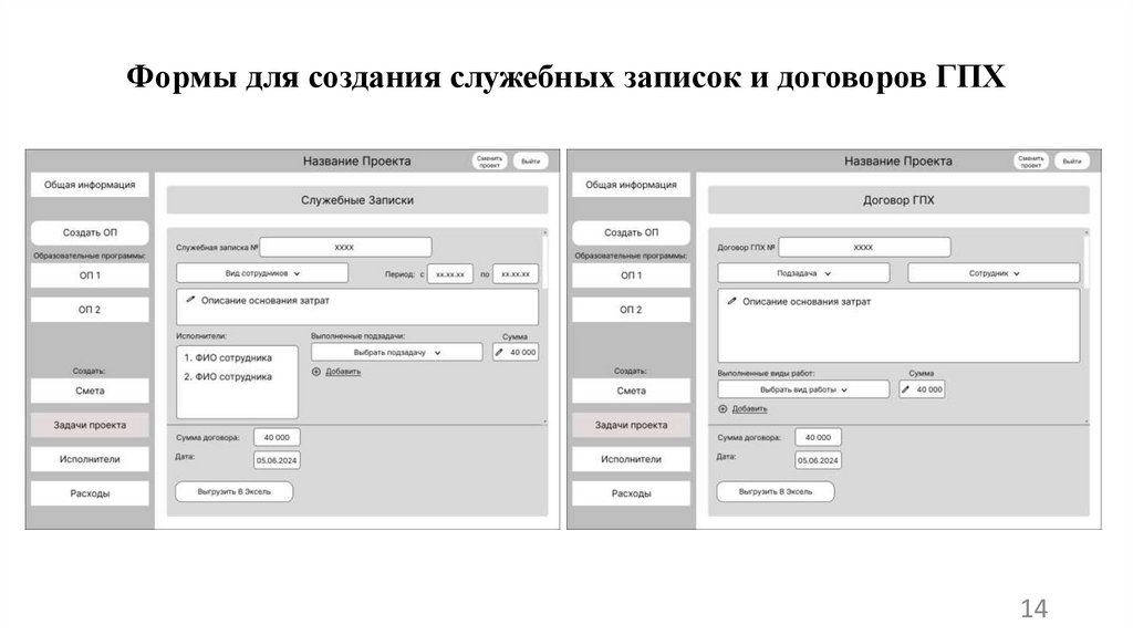 Формы для создания служебных записок и договоров ГПХ
