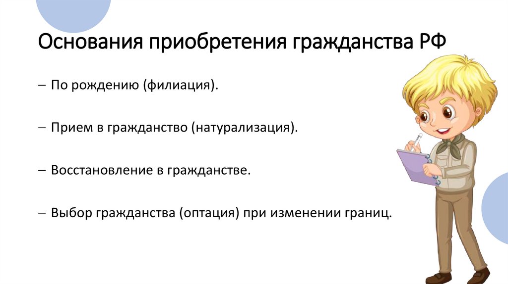 Основания приобретения гражданства РФ