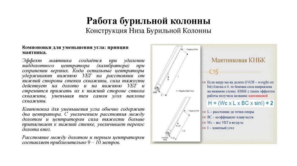 Работа бурильной колонны Конструкция Низа Бурильной Колонны