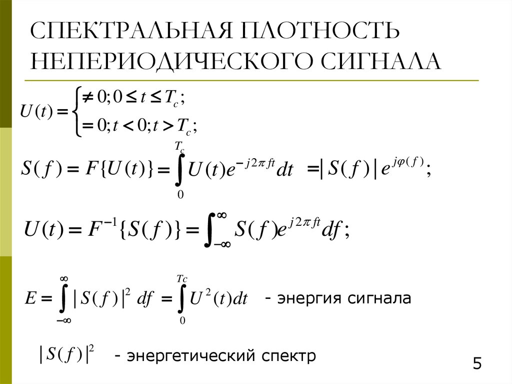 СПЕКТРАЛЬНАЯ ПЛОТНОСТЬ НЕПЕРИОДИЧЕСКОГО СИГНАЛА