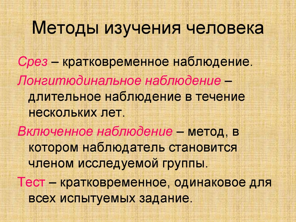 Методы изучения человека