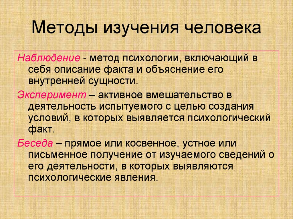 Методы изучения человека