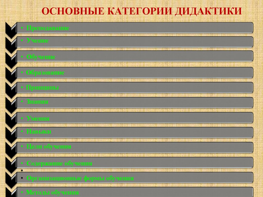 ОСНОВНЫЕ КАТЕГОРИИ ДИДАКТИКИ