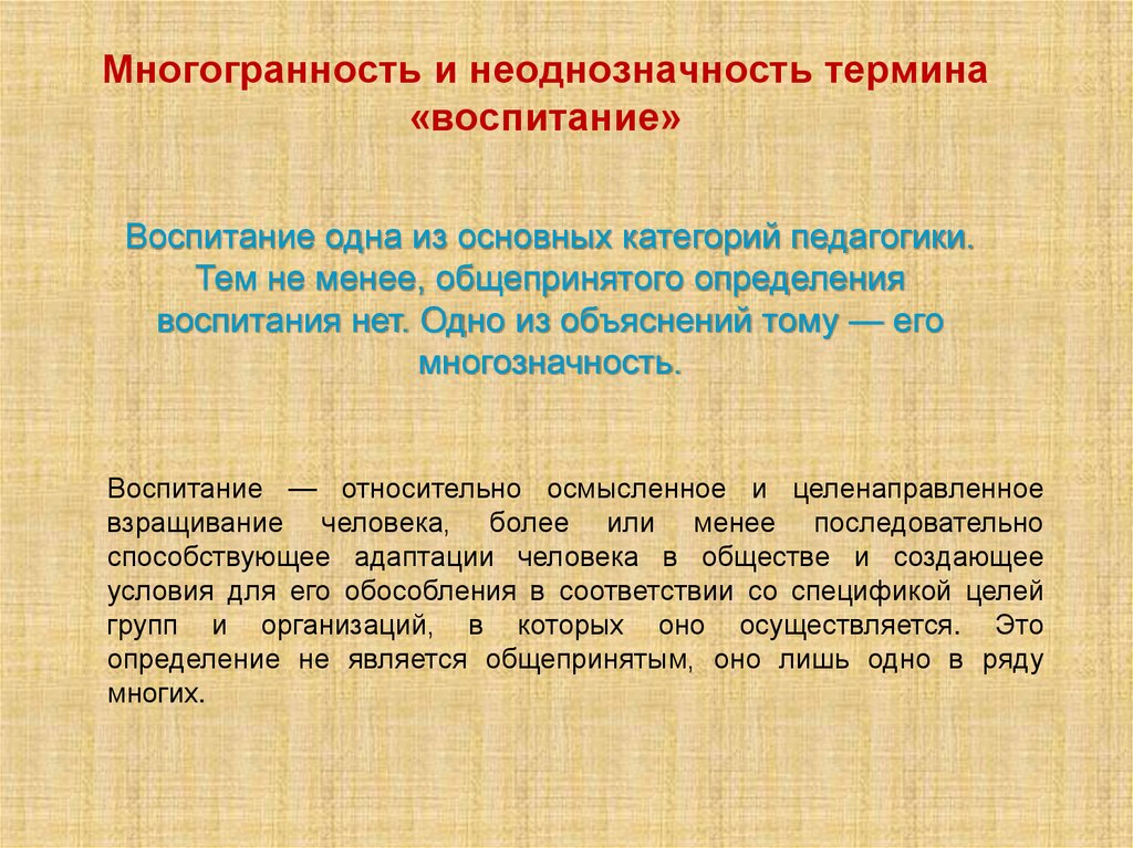 Многогранность и неоднозначность термина «воспитание»