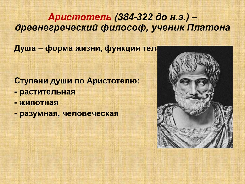 Аристотель (384-322 до н.э.) – древнегреческий философ, ученик Платона