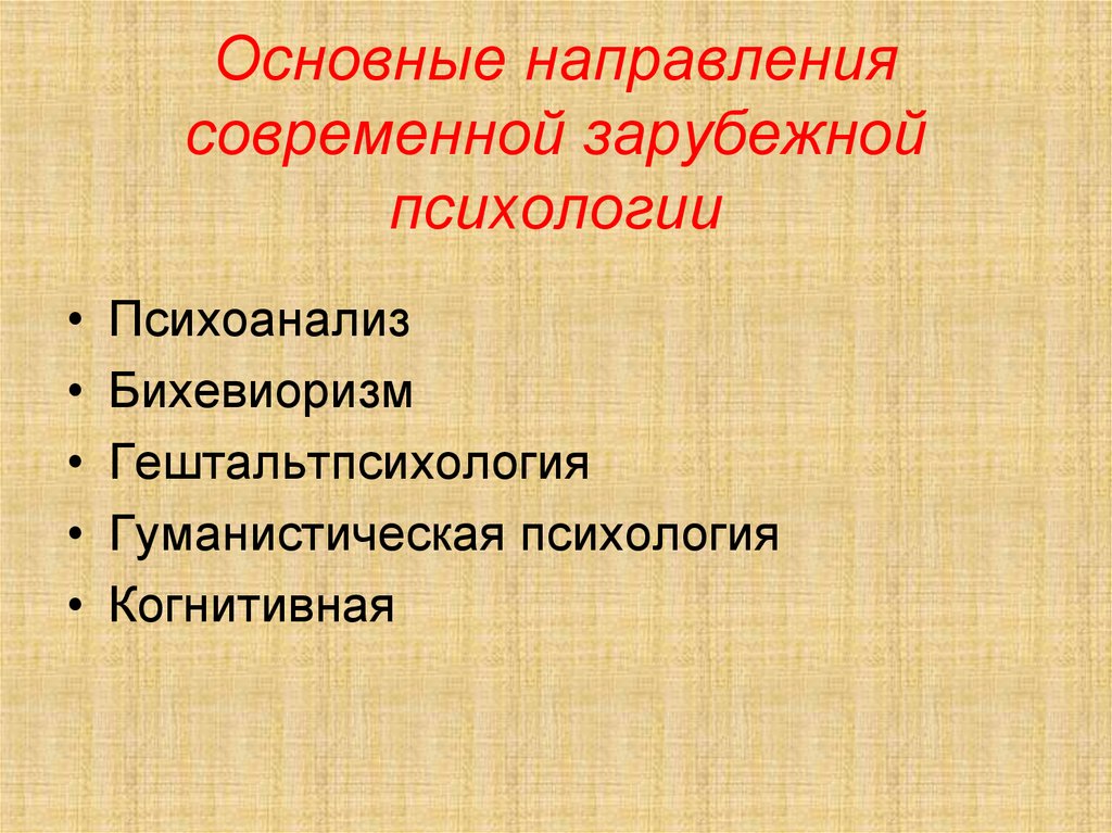 Основные направления современной зарубежной психологии