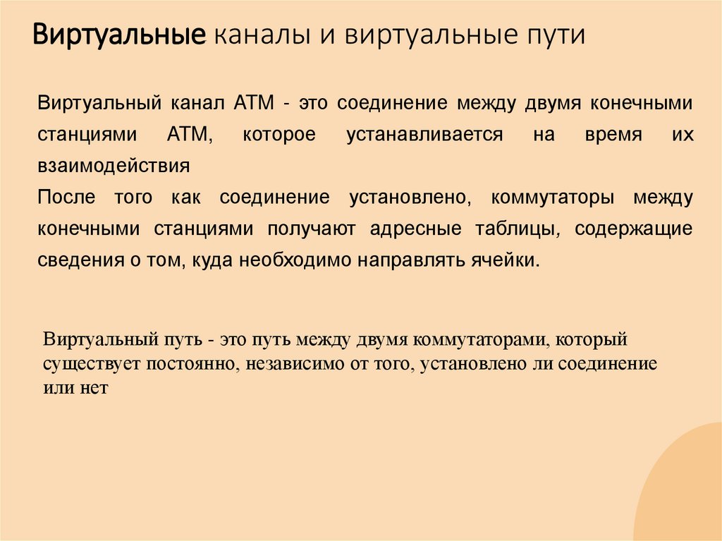Виртуальные каналы и виртуальные пути