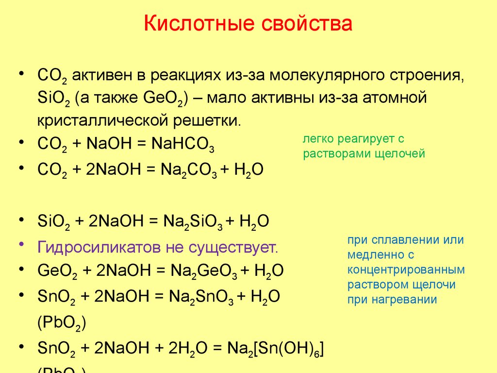 Кислотные свойства