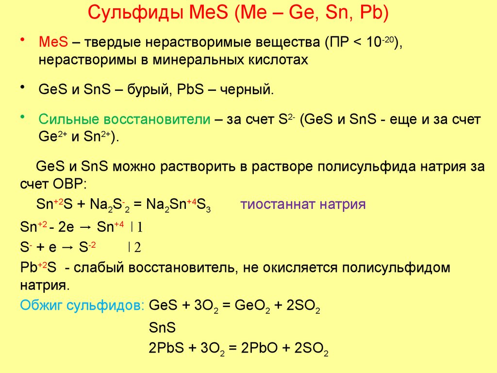 Cульфиды MeS (Me – Ge, Sn, Pb)