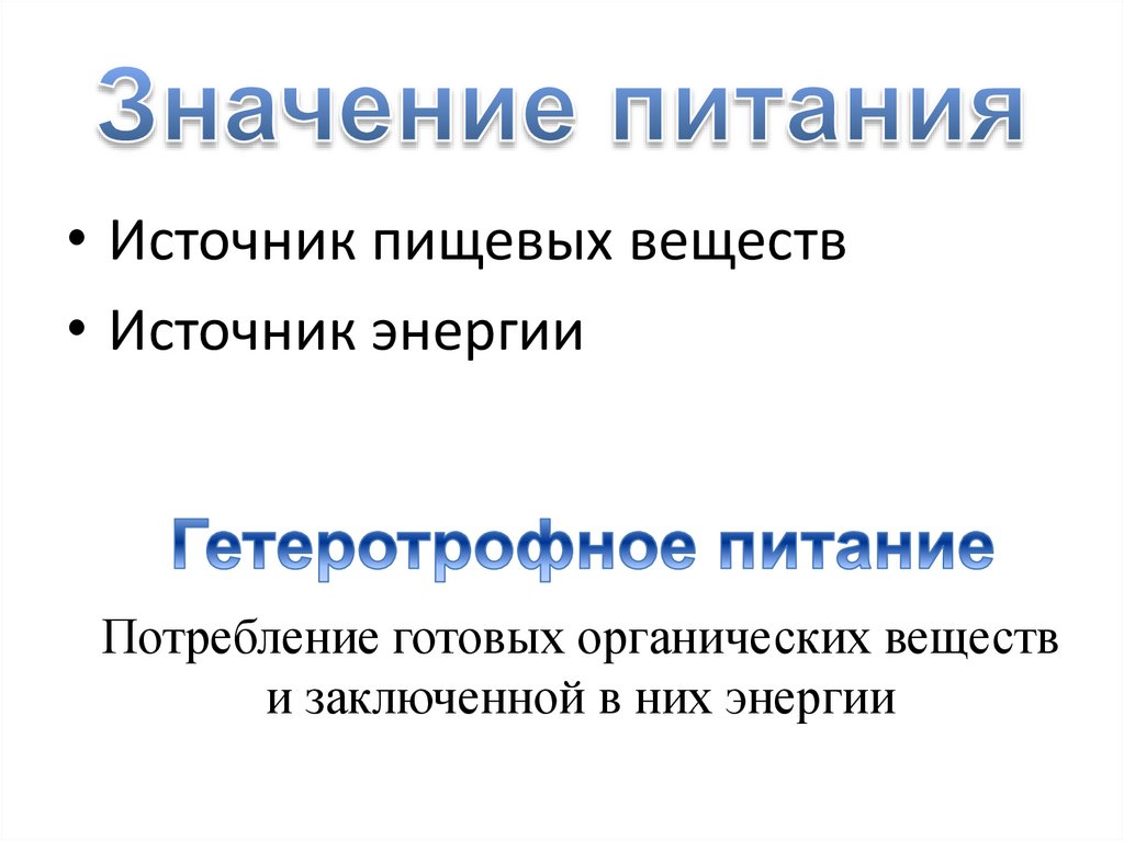 Значение питания