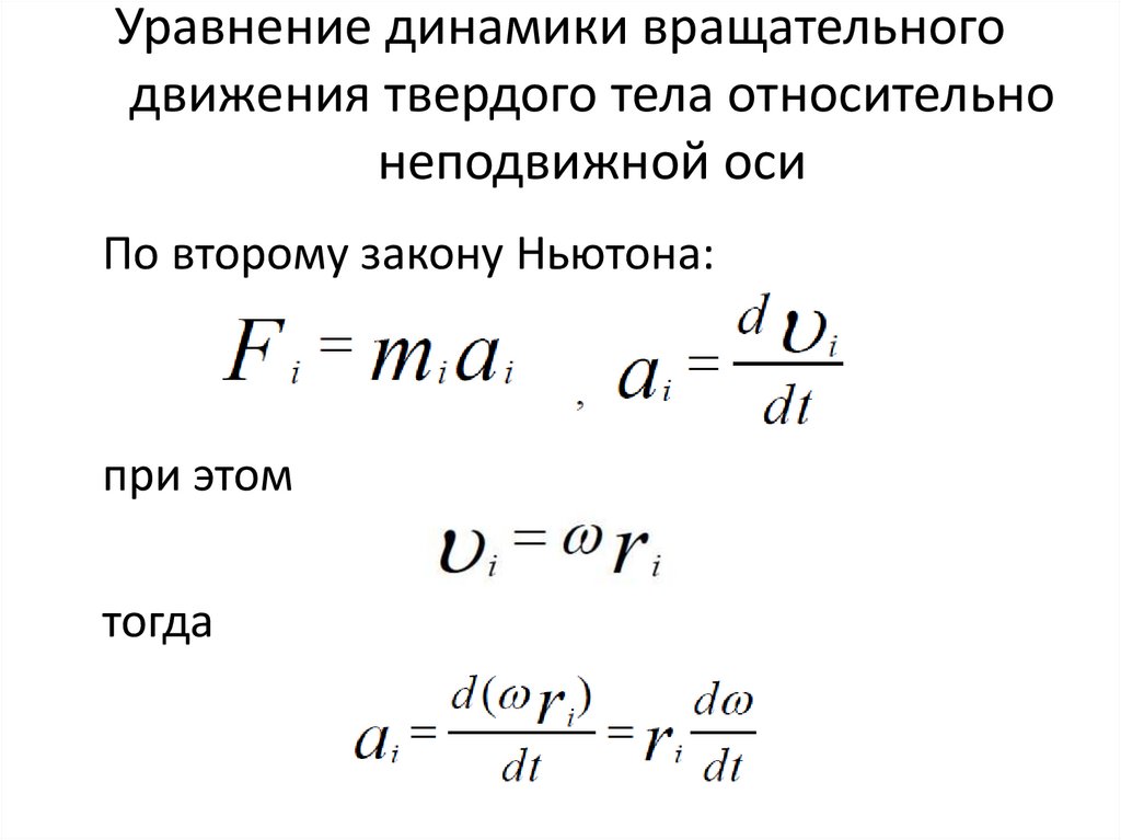 Уравнение динамики вращательного движения твердого тела относительно неподвижной оси