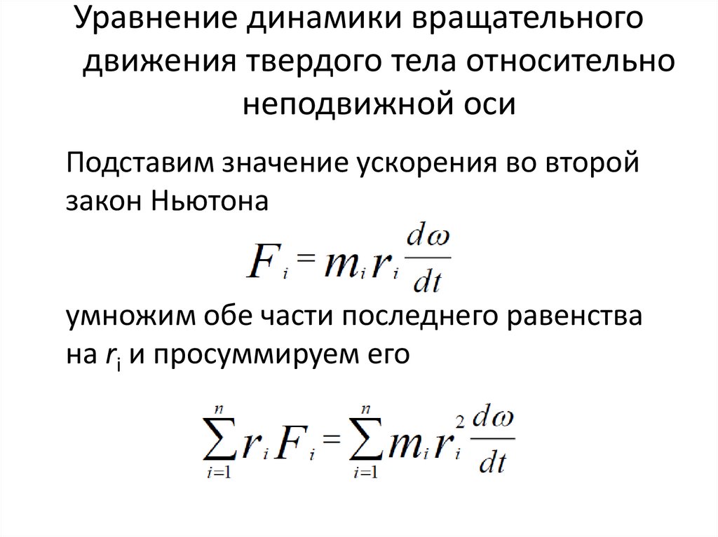 Уравнение динамики вращательного движения твердого тела относительно неподвижной оси