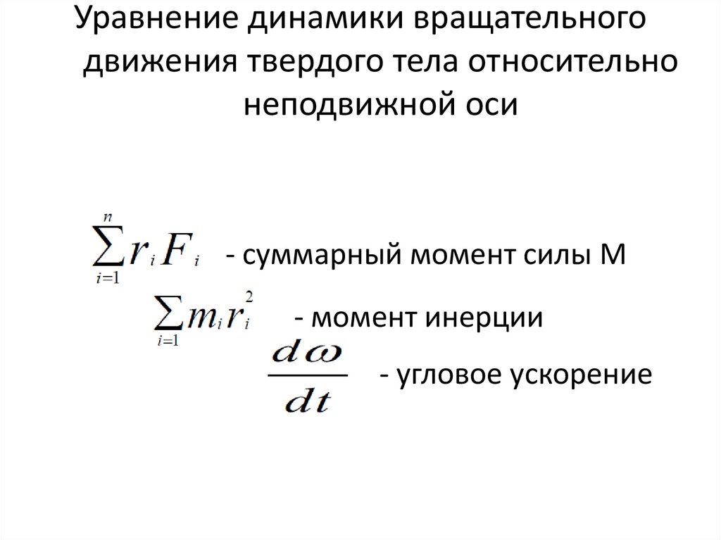 Уравнение динамики вращательного движения твердого тела относительно неподвижной оси