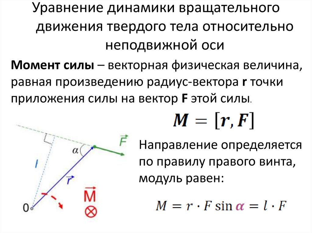 Уравнение динамики вращательного движения твердого тела относительно неподвижной оси