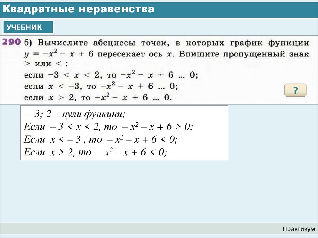Квадратные неравенства
