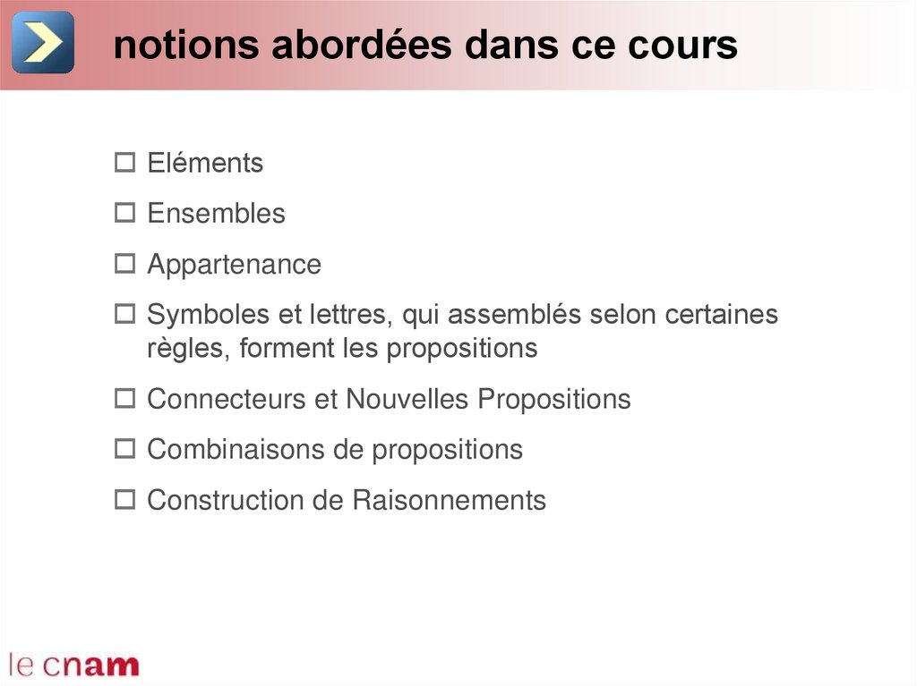 notions abordées dans ce cours