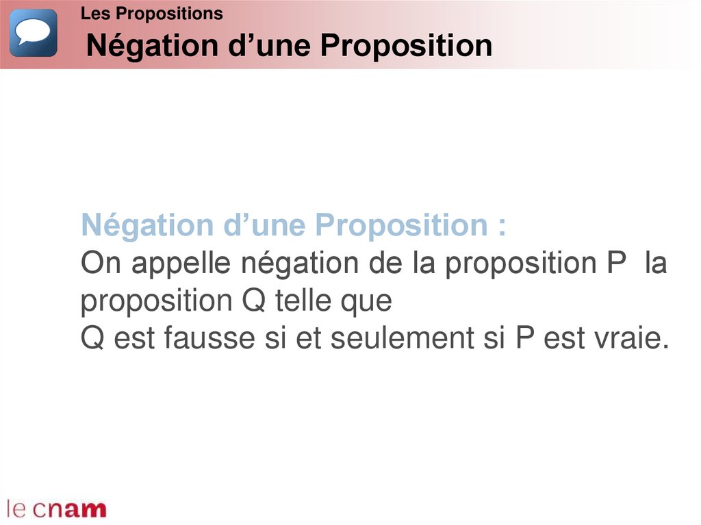 Négation d’une Proposition