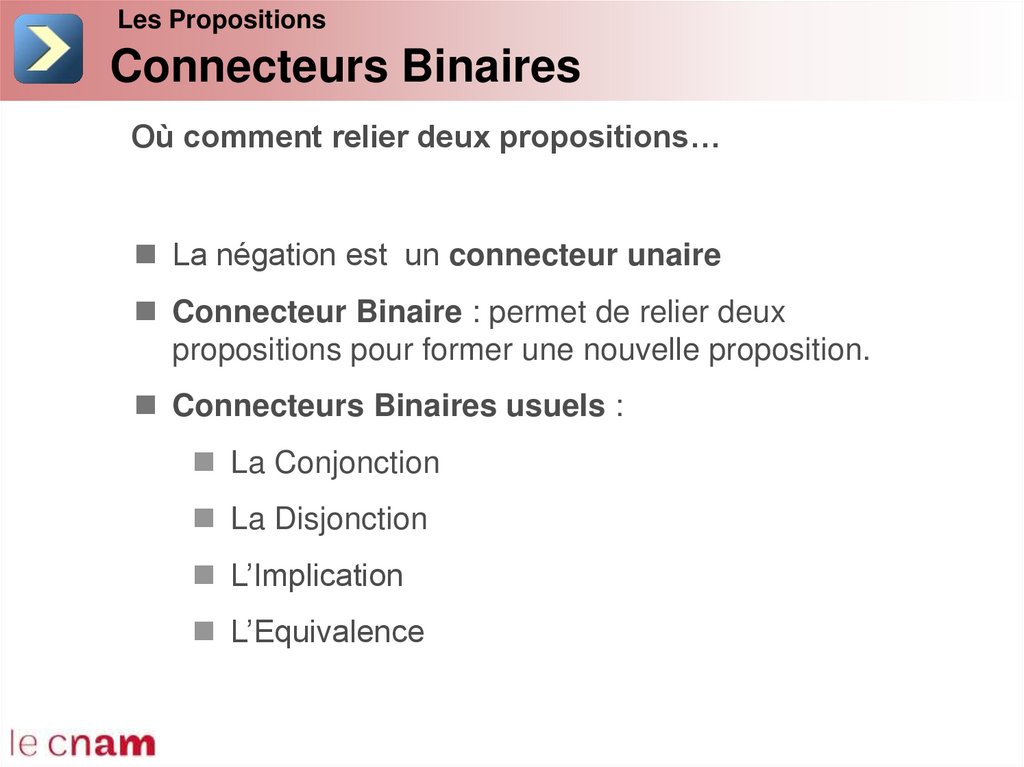 Connecteurs Binaires