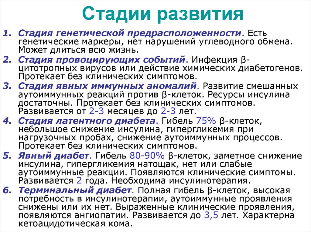 Стадии развития