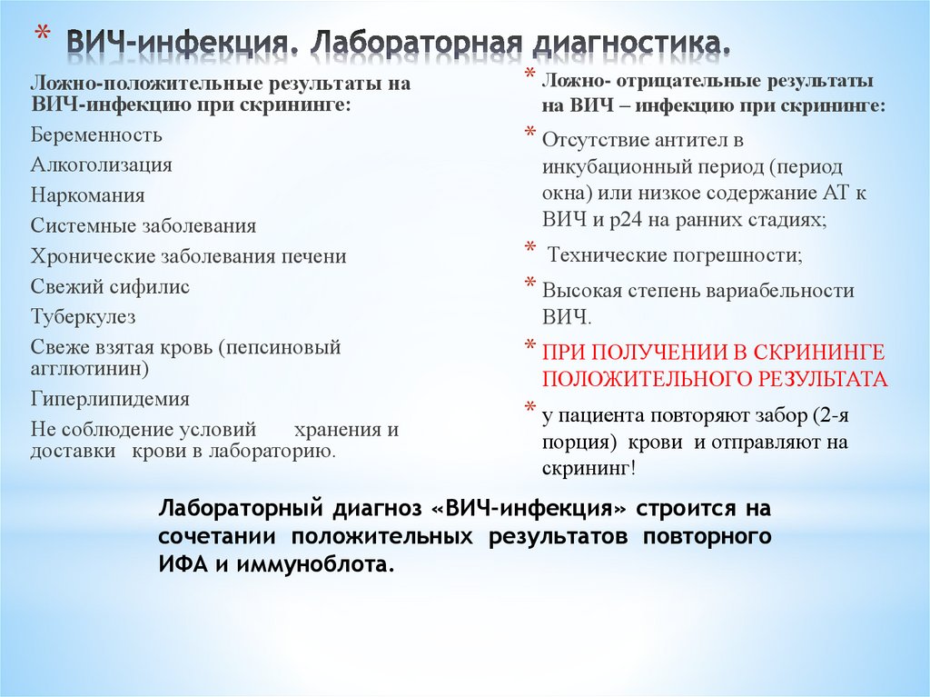 ВИЧ-инфекция. Лабораторная диагностика.