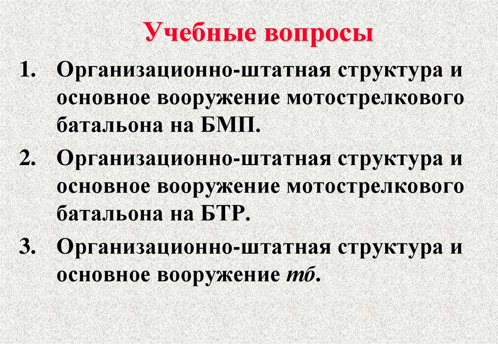 Учебные вопросы