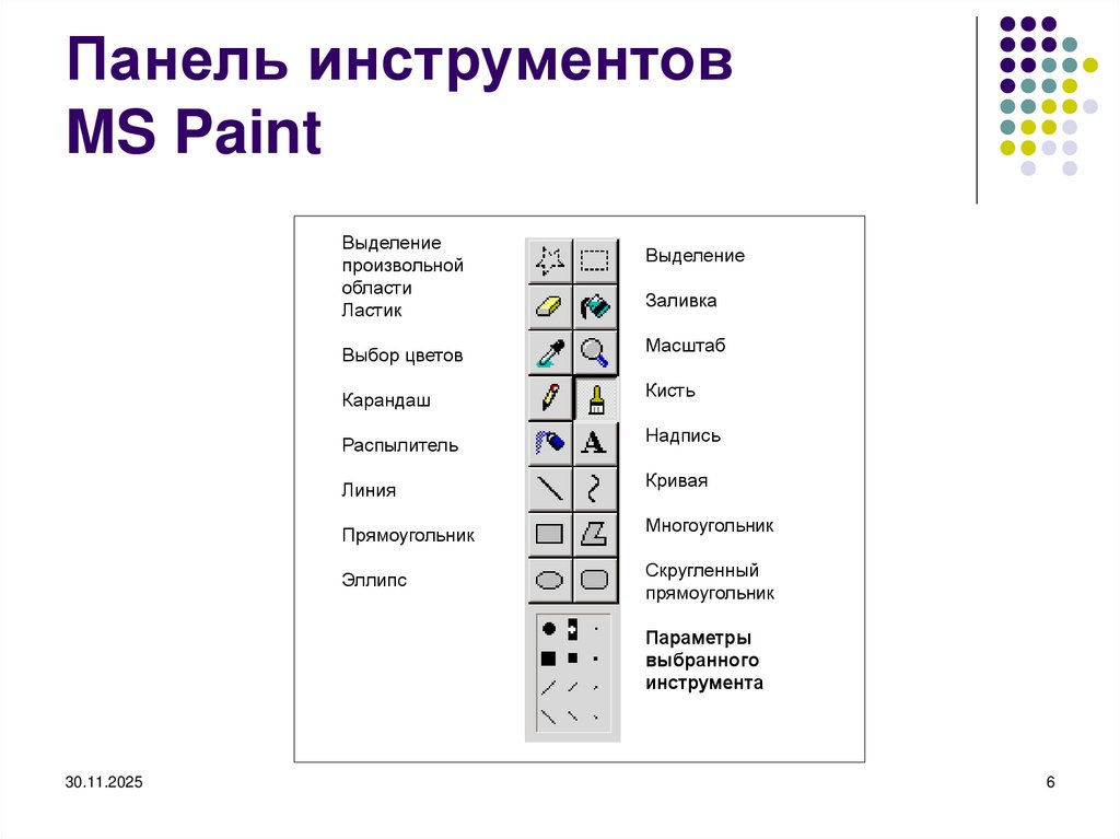 Панель инструментов MS Paint