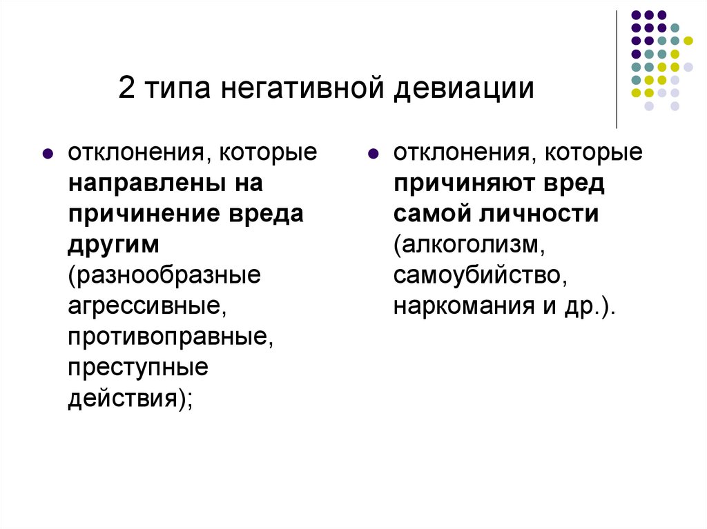 2 типа негативной девиации
