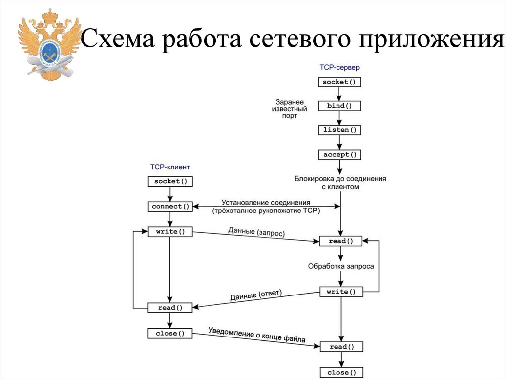 Схема работа сетевого приложения