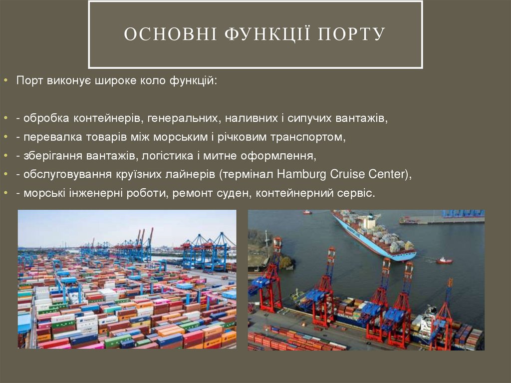Основні функції порту