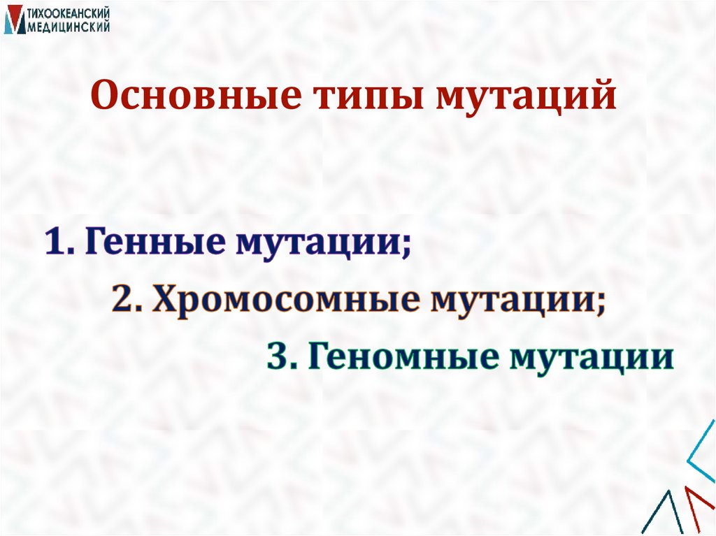 Основные типы мутаций