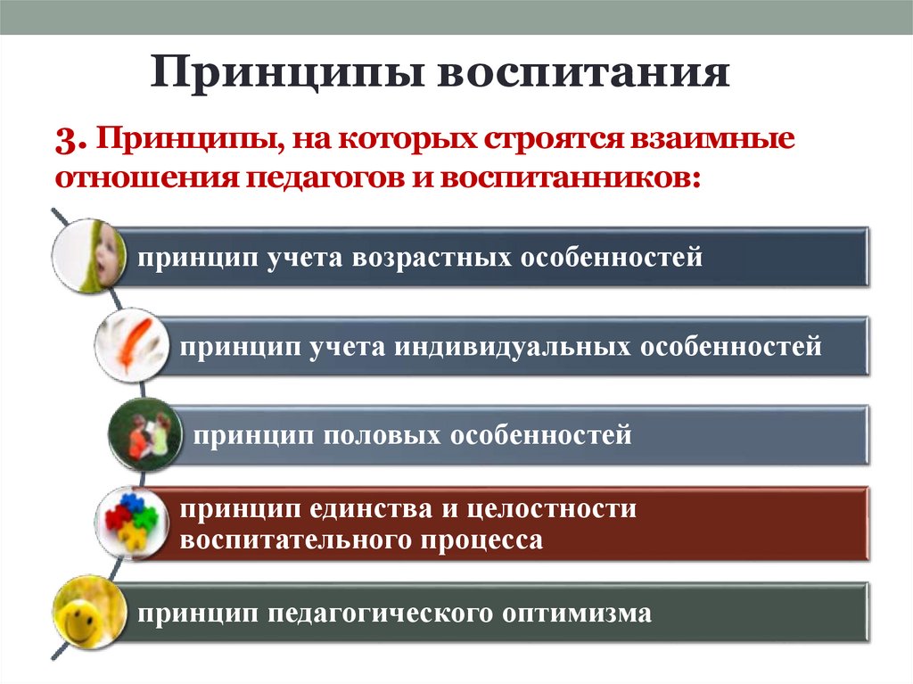 3. Принципы, на которых строятся взаимные отношения педагогов и воспитанников: