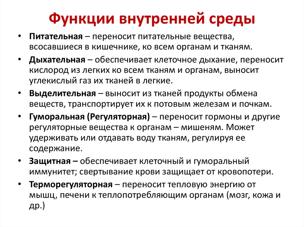 Функции внутренней среды