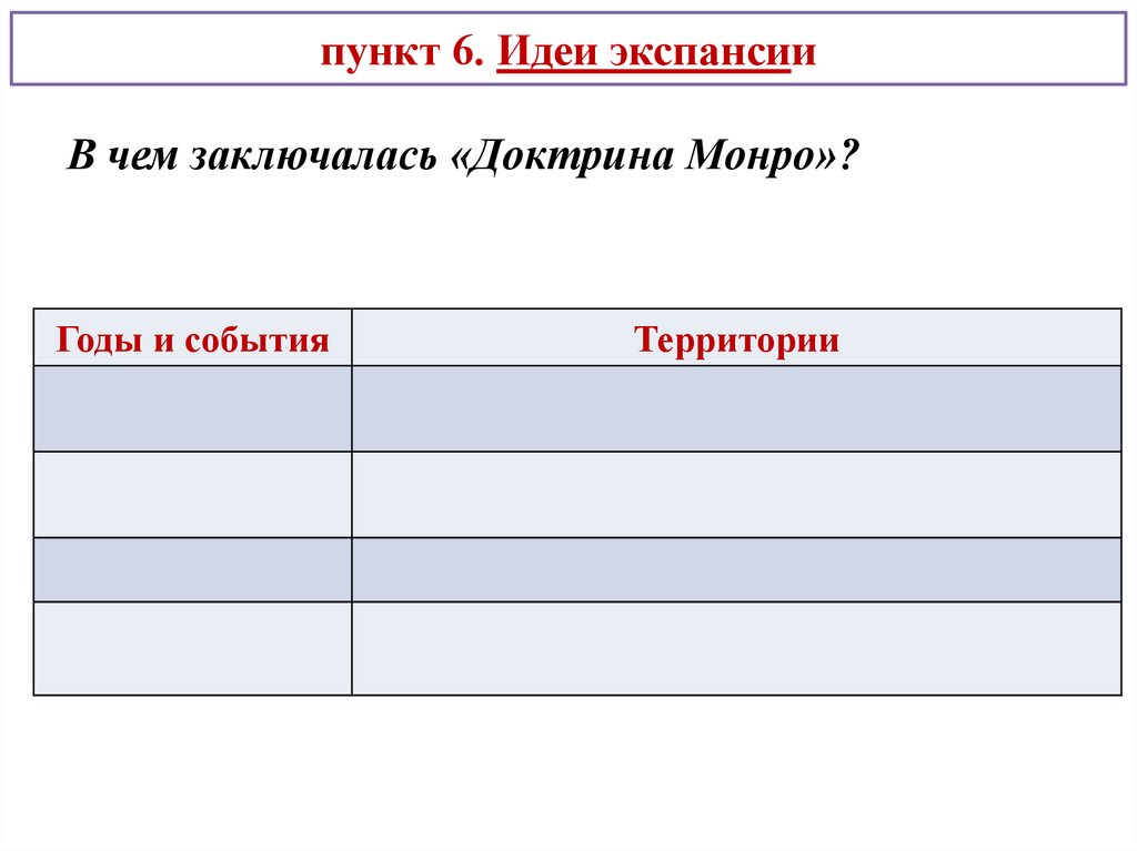 пункт 6. Идеи экспансии