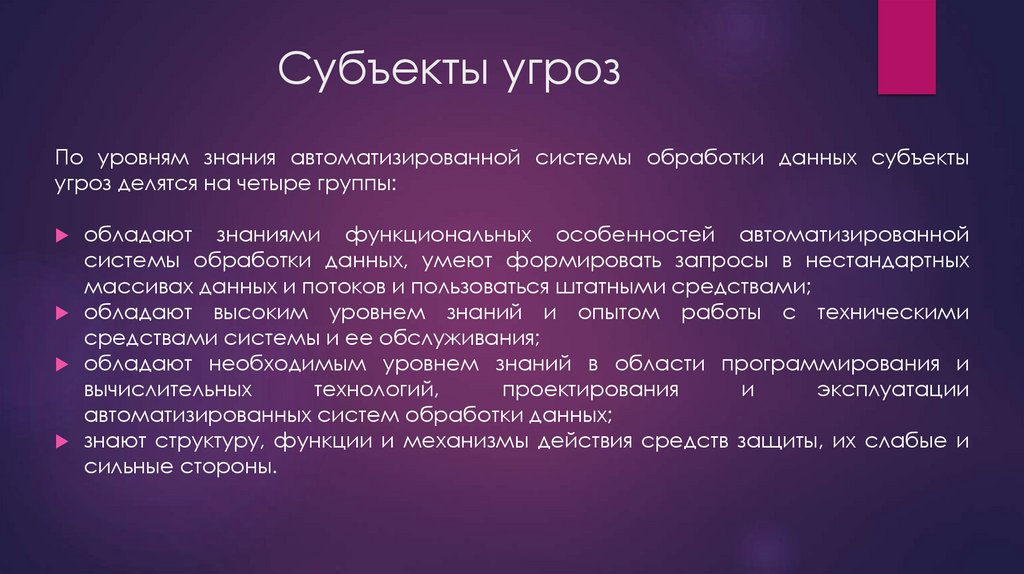 Субъекты угроз