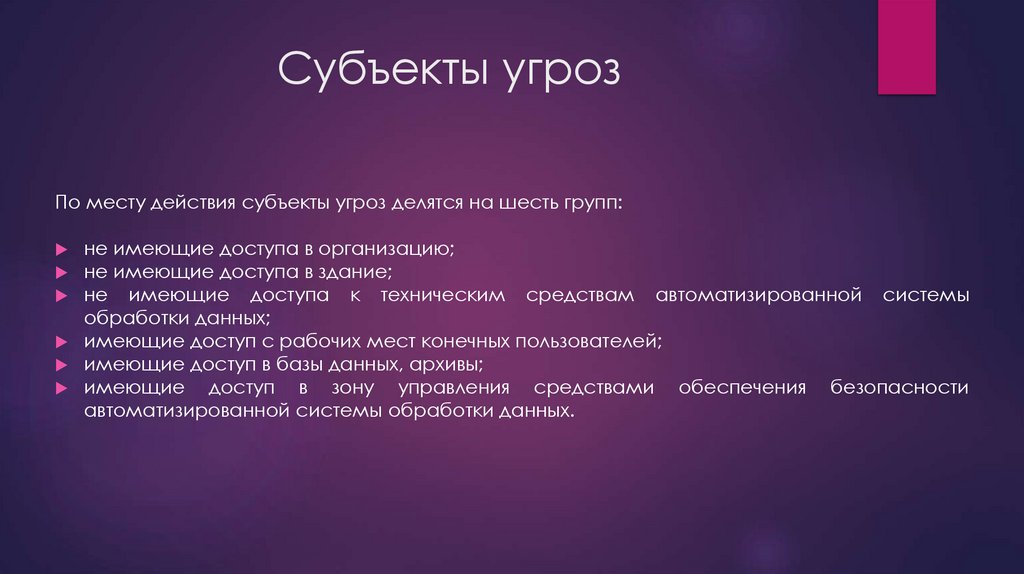 Субъекты угроз