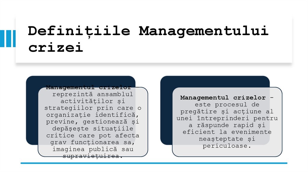 Definițiile Managementului crizei