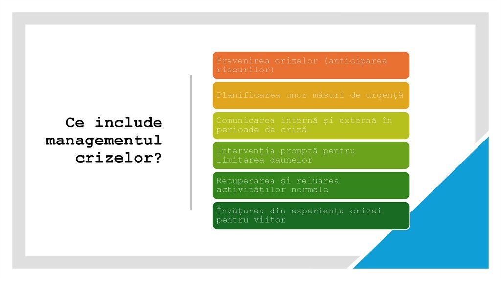 Ce include managementul crizelor?