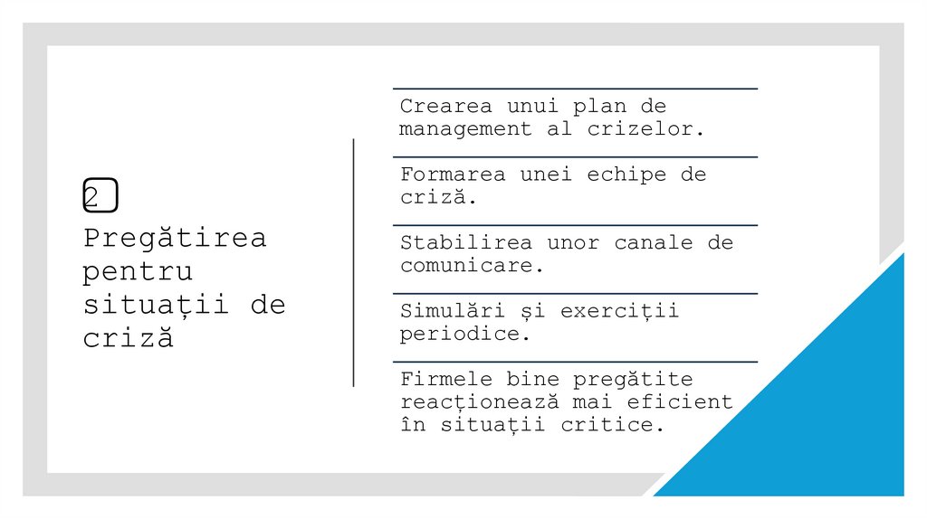 2️⃣ Pregătirea pentru situații de criză