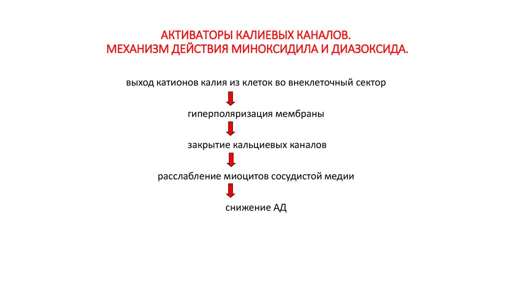 АКТИВАТОРЫ КАЛИЕВЫХ КАНАЛОВ. МЕХАНИЗМ ДЕЙСТВИЯ МИНОКСИДИЛА И ДИАЗОКСИДА.