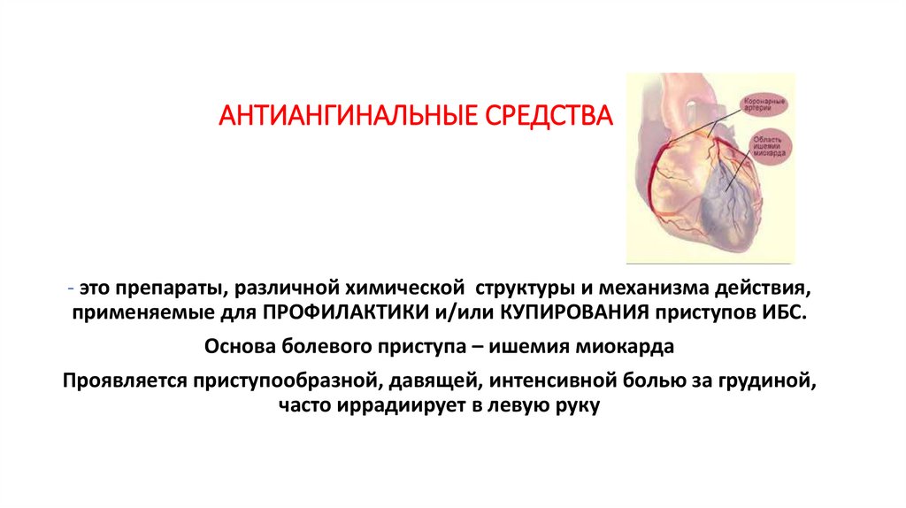 АНТИАНГИНАЛЬНЫЕ СРЕДСТВА