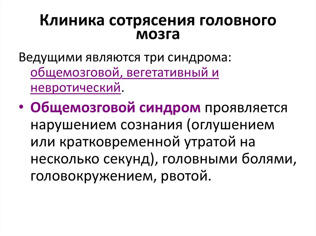 Клиника сотрясения головного мозга