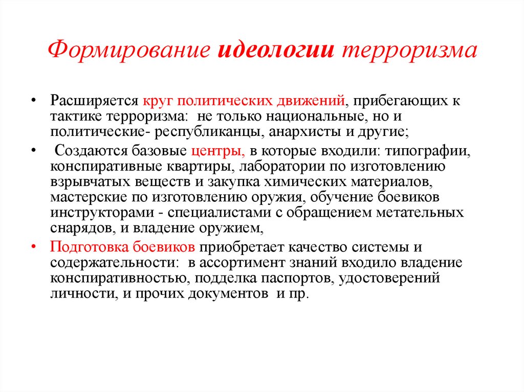 Формирование идеологии терроризма