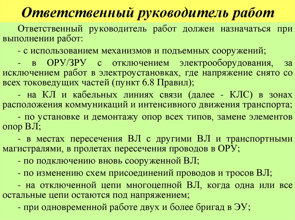 Ответственный руководитель работ